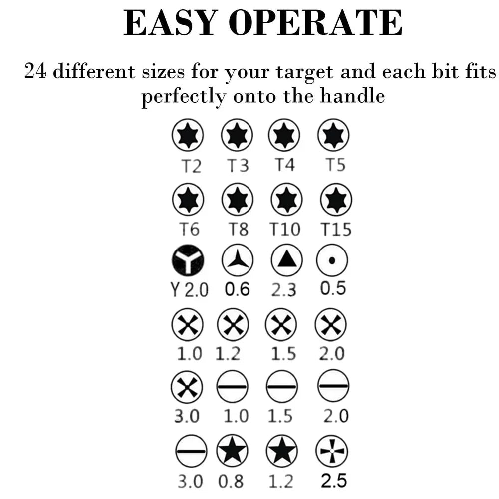 Mini-Präzisionsschraubendreher-Set, 25-in-1, elektronisches Torx-Schraubendreher-Öffnungs- und Reparaturwerkzeug-Set für iPhone, Kamera, Smartwatch, Tablet-PC 