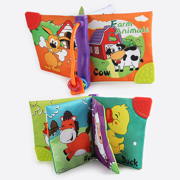 Montessori Stoffbuch für Babys – Weiches Lernbuch zum Ruhigen Spielen mit Tieren und Wörtern