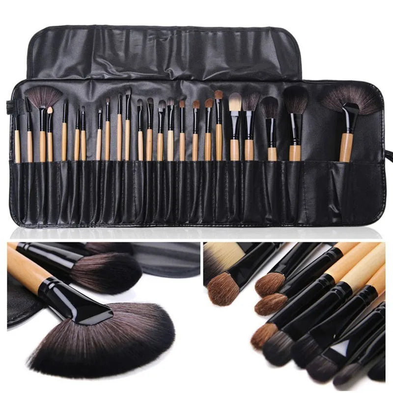 Professionelles 24-teiliges Schminkpinsel-Set – Komplettes Kosmetikpinsel-Set mit PU-Lederetui