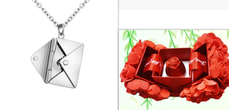Collar con sobre de carta de amor - Regalo para el Día de San Valentín
