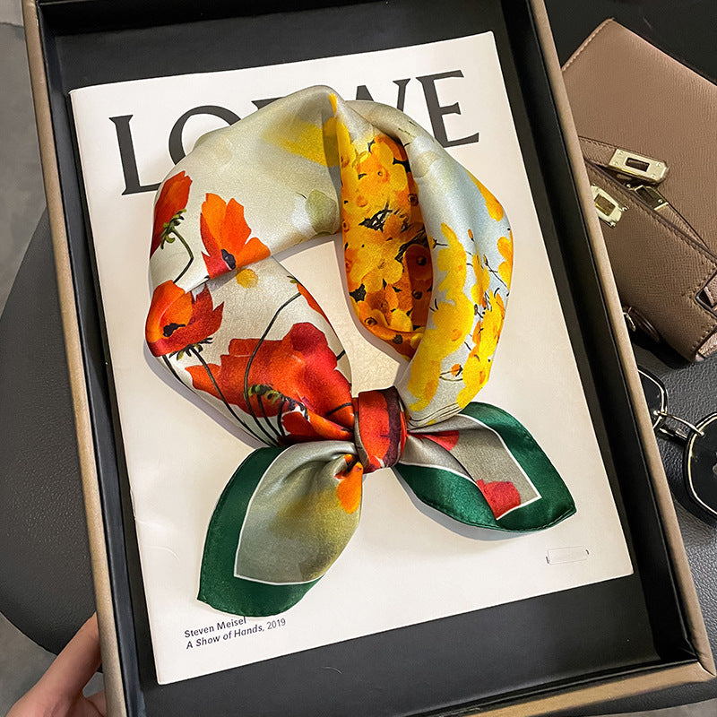 Veelzijdige zijden halsdoek - Elegante vierkante doek voor dames