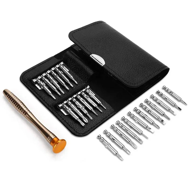 Mini-Präzisionsschraubendreher-Set, 25-in-1, elektronisches Torx-Schraubendreher-Öffnungs- und Reparaturwerkzeug-Set für iPhone, Kamera, Smartwatch, Tablet-PC 