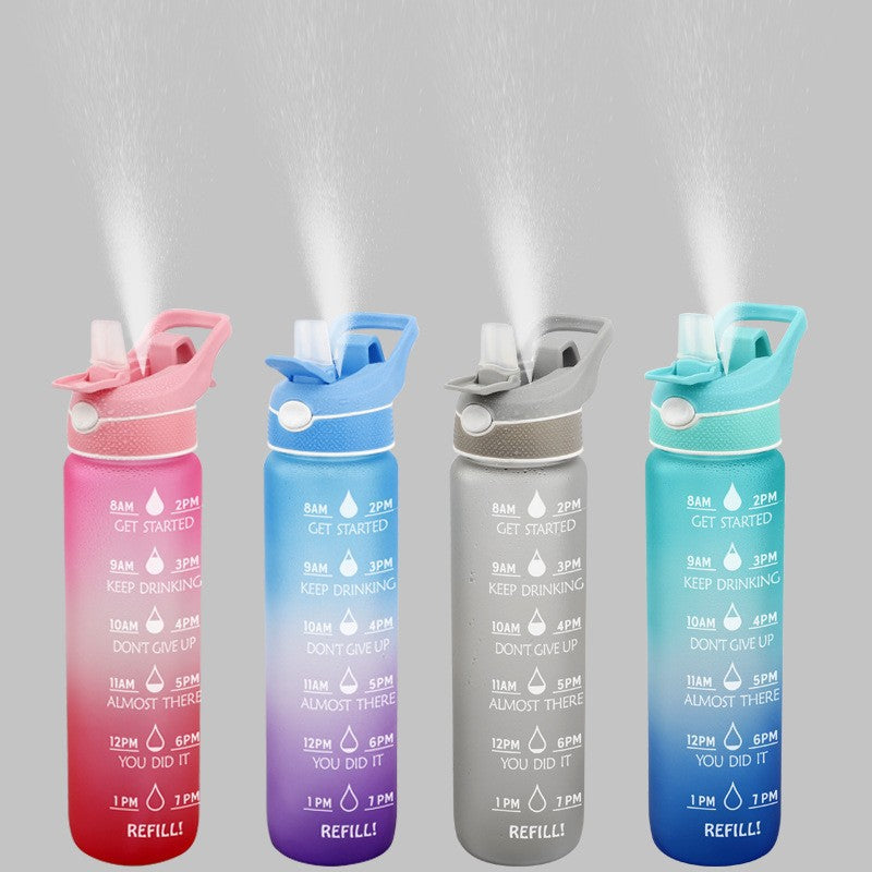2-in-1 Sports Water Bottle with Spray - 1000ml Hydration & Cooling Misting Bottle