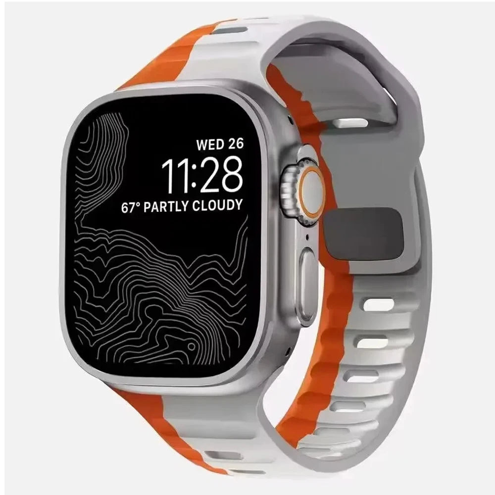 Weiches Silikonarmband für Apple Watch Ultra (49 mm, 44 mm, 45 mm, 42 mm, 41 mm, 42 mm, 38 mm) – Sportarmband für iWatch Serie 8, 7, 6 und 5 
