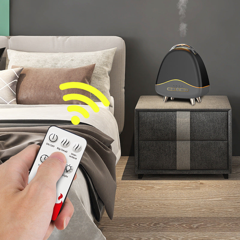 Difusor de Aroma de Llama Ultrasónico - Humidificador de Vetado de Madera con Ambiente LED