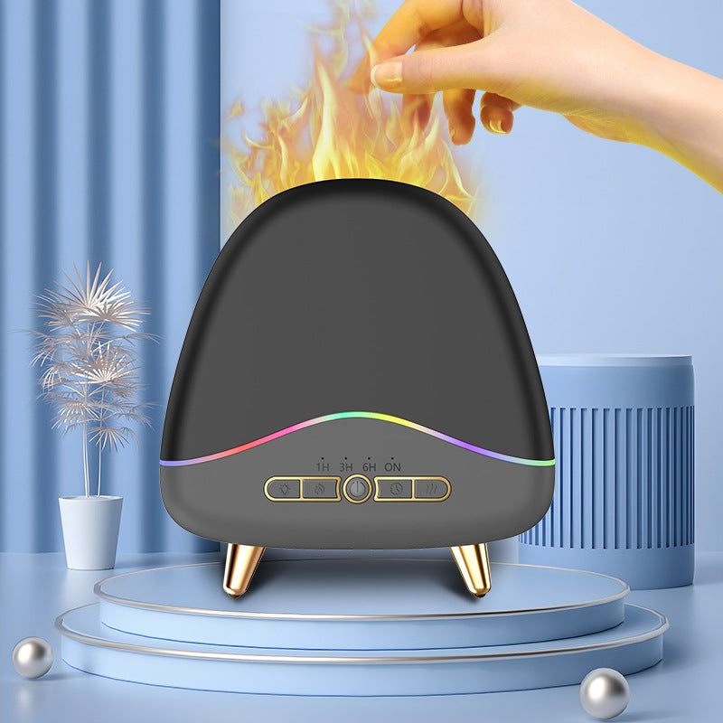 Difusor de Aroma de Llama Ultrasónico - Humidificador de Vetado de Madera con Ambiente LED